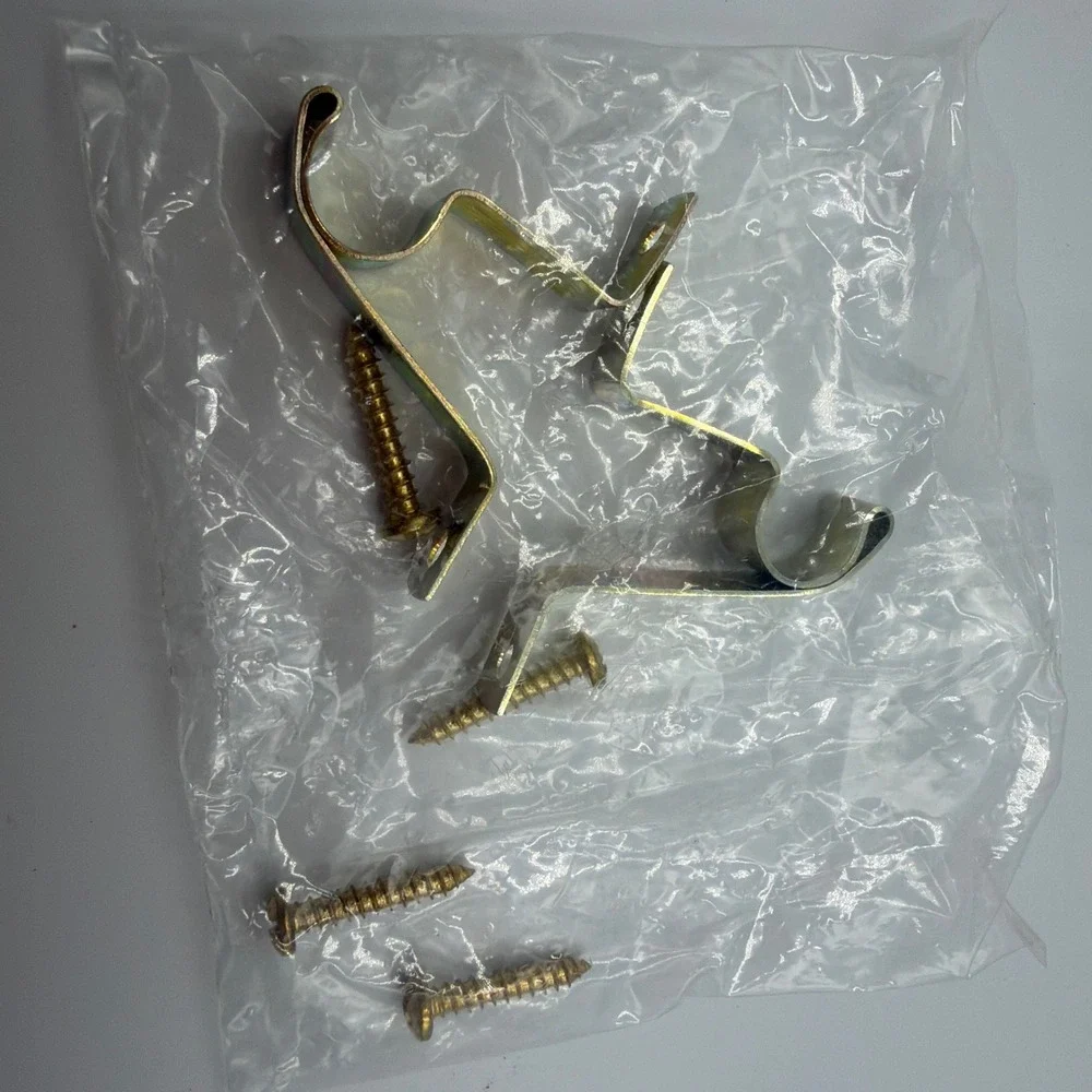 Curtain Rod Brackets Lot 5 Gold Brass Metal Wall Mount Classic Support